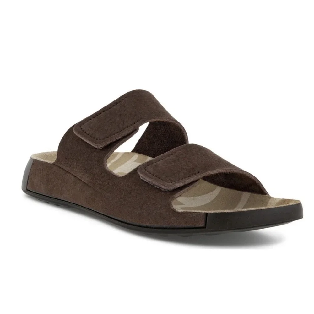 Ecco Men's 2nd Cozmo Sandals Nubuck Leather Mocha Sz 10-10.5 New